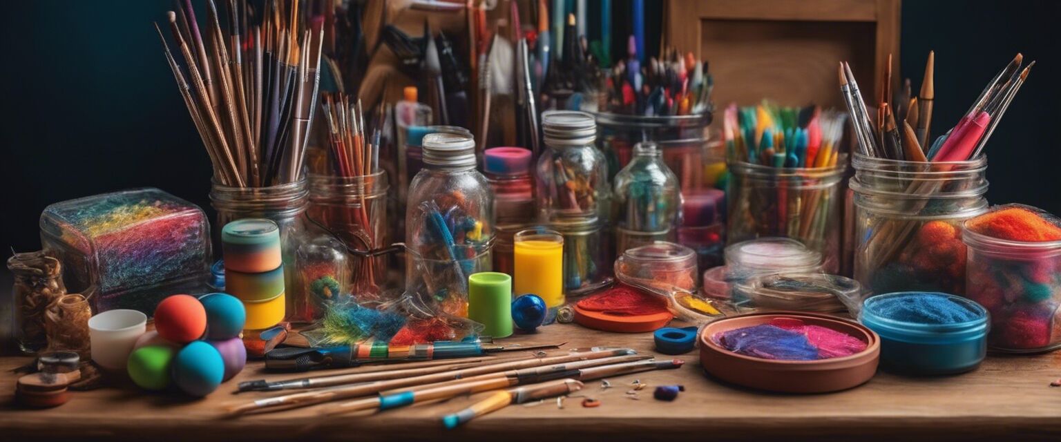 Colorful display of arts and crafts supplies for toddlers.