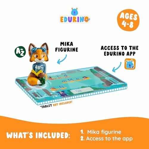 Edurino kit for ages 4-8 with Mika figurine and app access.