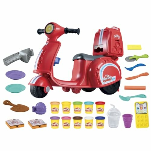 Play-Doh scooter set with accessories and containers.